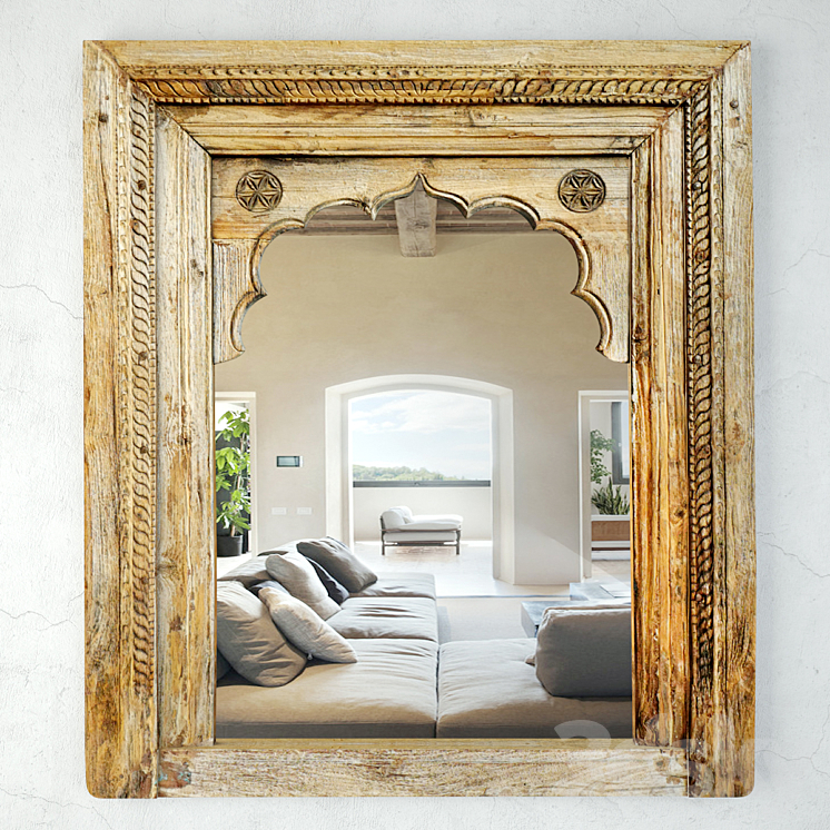 Antique Raja Window Mirror 3DS Max Model - thumbnail 2