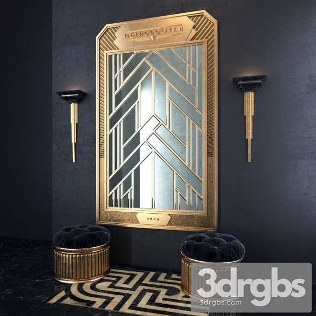 Art Deco Composition Mirror 3dsmax Download - thumbnail 1