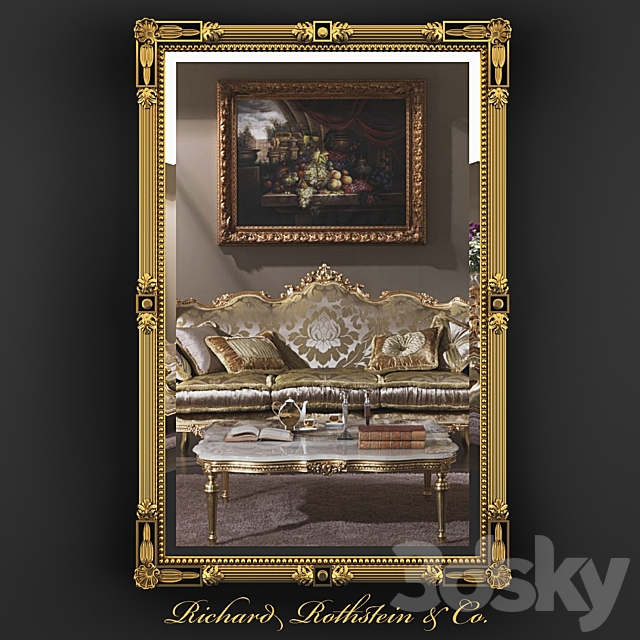 Black and Gold Federal Style Mirror 3DSMax File - thumbnail 1