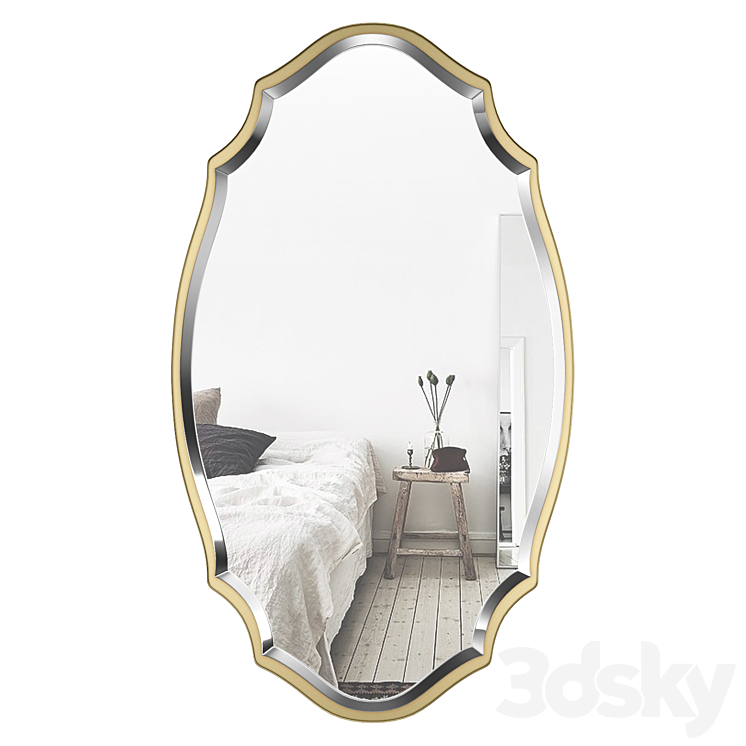 Blaisdell Horizontal Gold Wall Mirror WRLO8574 3DS Max - thumbnail 1