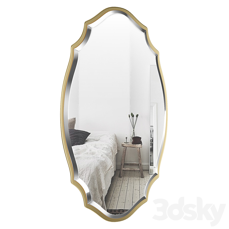 Blaisdell Horizontal Gold Wall Mirror WRLO8574 3DS Max - thumbnail 2