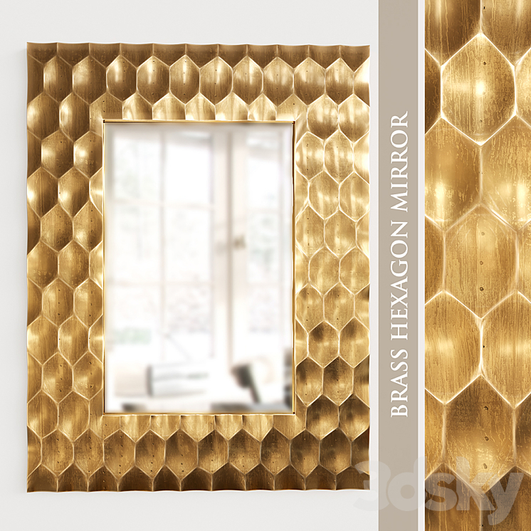 Brass Hexagon Mirror 3DS Max - thumbnail 1