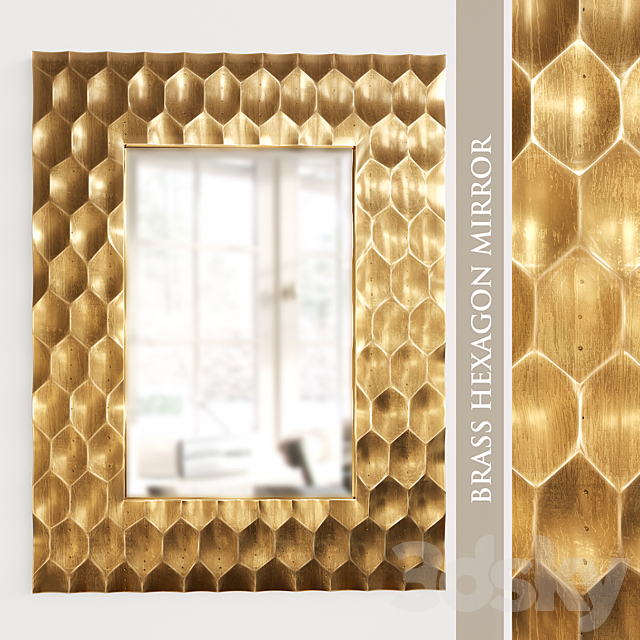 Brass Hexagon Mirror 3DSMax File - thumbnail 1