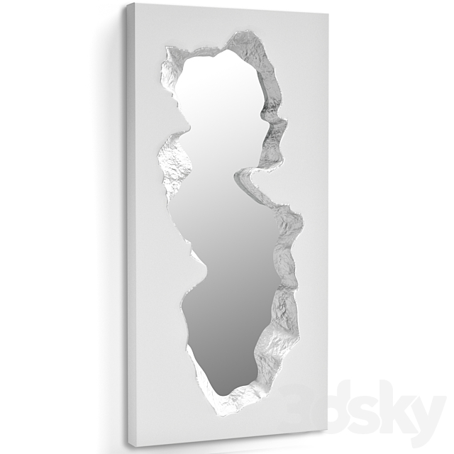 broken stone mirror 3DS Max Model - thumbnail 3