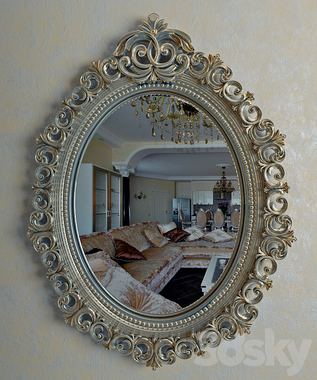 Classic oval mirror 3ds Max - thumbnail 1