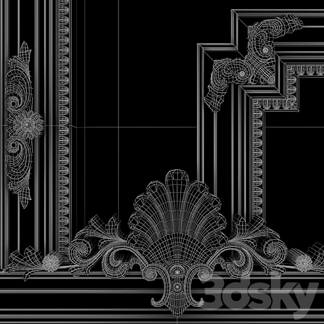 Classic Regency Style Black and Gold Mirror 3DSMax File - thumbnail 3