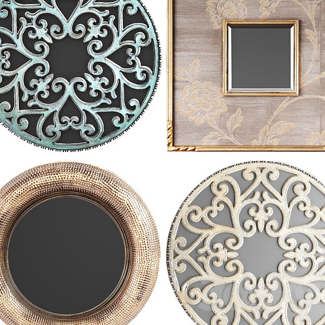 Collection of decorative mirrors. one. Wall decor eco round mirror Uttermost 3DS Max Model - thumbnail 2