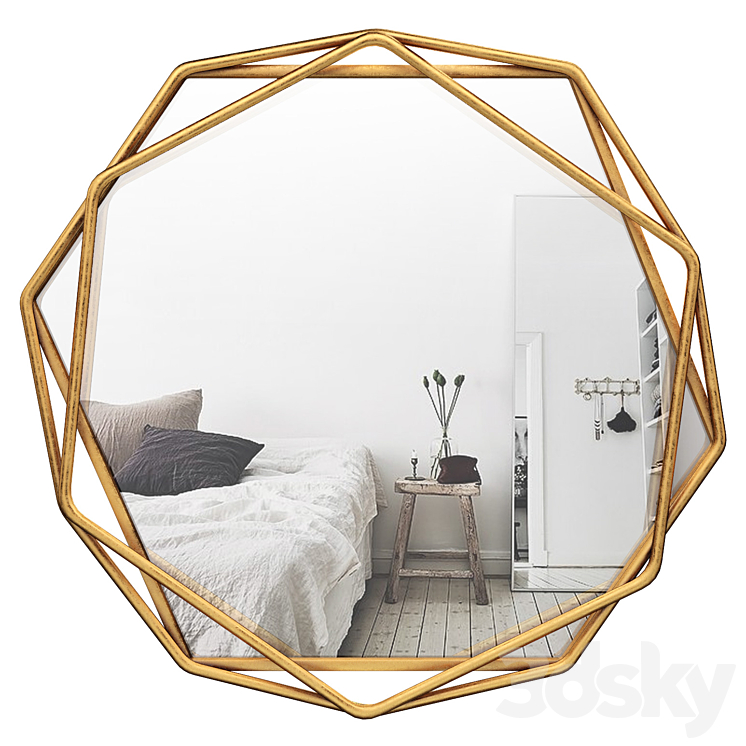 Dekalb Iron Hexagonal Wall Accent Mirror MCRW6197 3DS Max - thumbnail 1