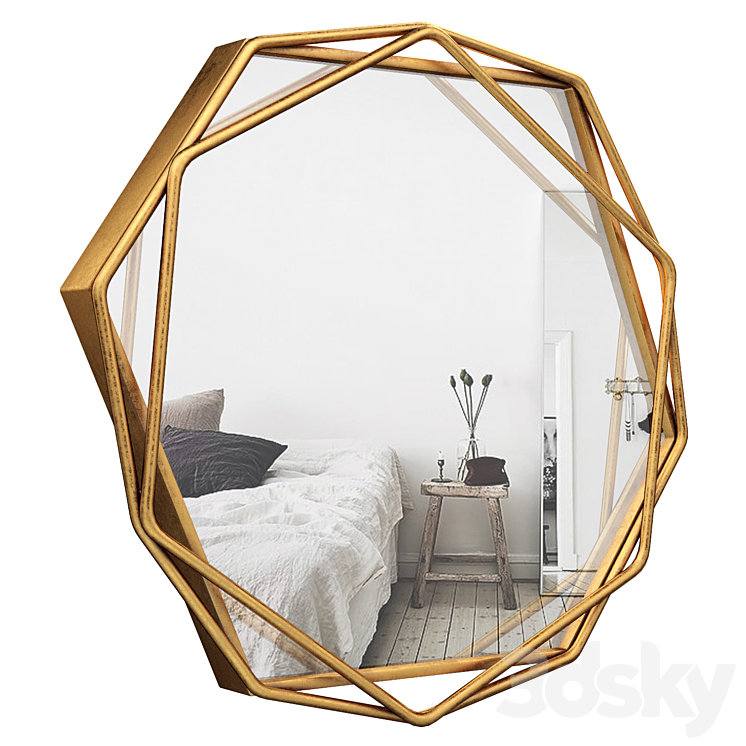 Dekalb Iron Hexagonal Wall Accent Mirror MCRW6197 3DS Max - thumbnail 2