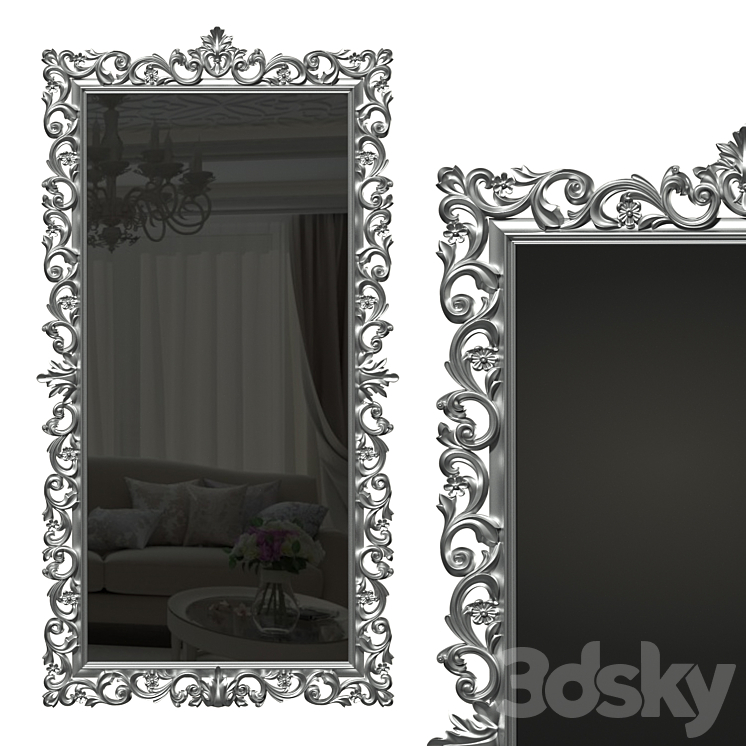 Floor mirror in a carved frame (baguette) 3DS Max - thumbnail 2