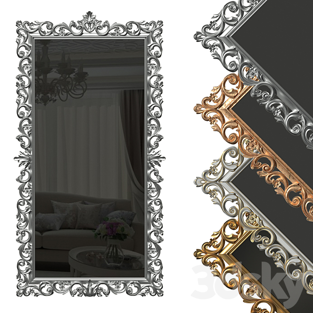 Floor mirror in a carved frame (baguette) 3DSMax File - thumbnail 1