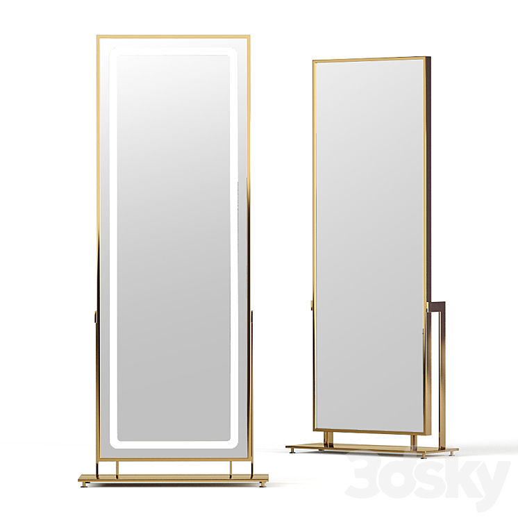 Floor mirror in brass frame LN002F from Apika 3DS Max - thumbnail 1