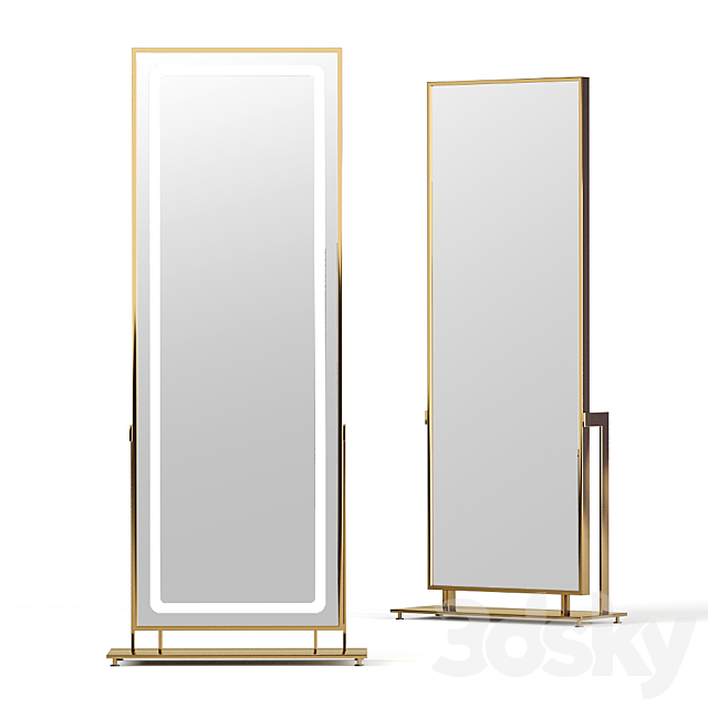 Floor mirror in brass frame LN002F from Apika 3DSMax File - thumbnail 1