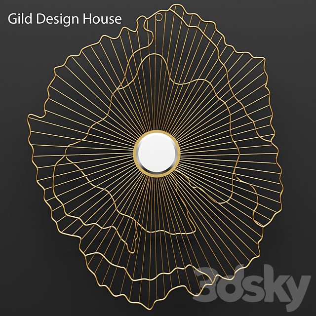 Gild Rachel Wall Mirror. mirror. sun. abstraction. gold. luxury. metal. wall decor 3DSMax File - thumbnail 1