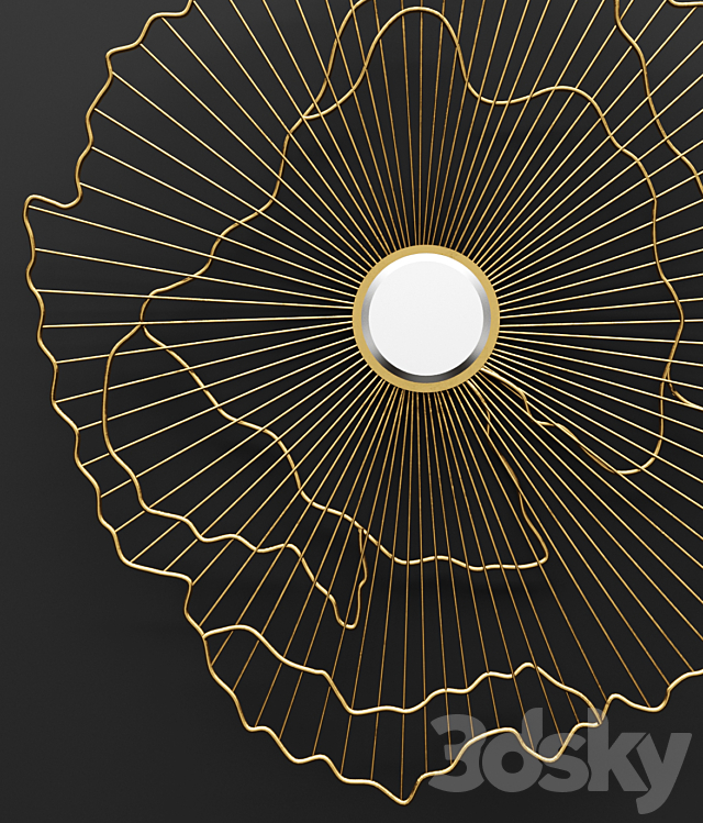 Gild Rachel Wall Mirror. mirror. sun. abstraction. gold. luxury. metal. wall decor 3DSMax File - thumbnail 2