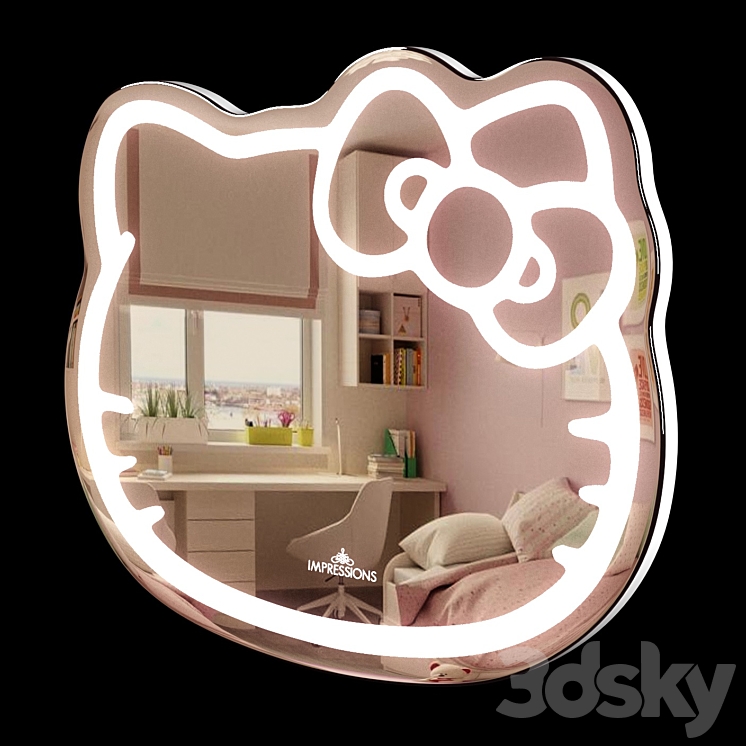 Hello Kitty LED Mirror 3DS Max Model - thumbnail 1