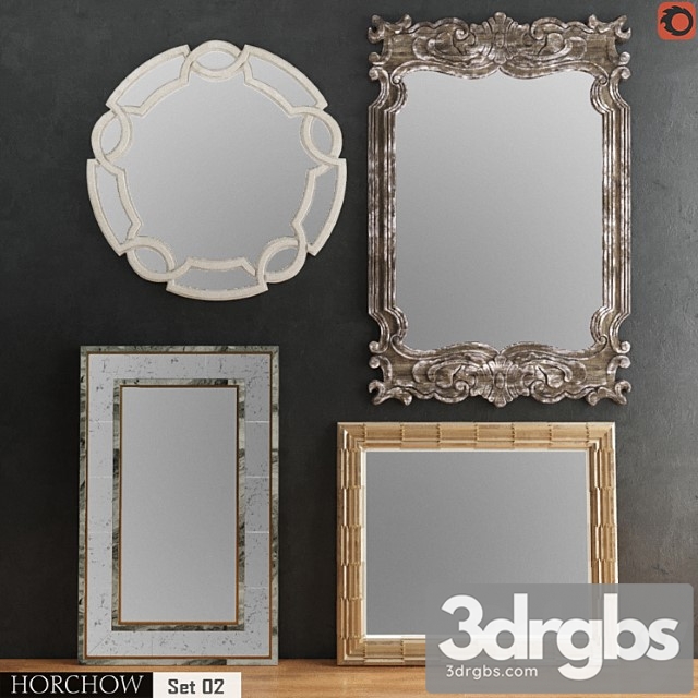 Horchow mirrors set 02 3dsmax Download - thumbnail 1