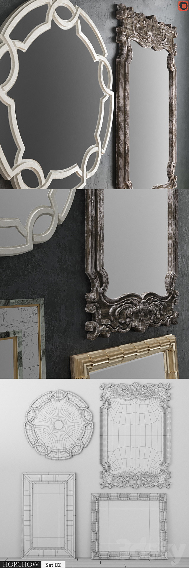 HORCHOW Mirrors Set 02 3DSMax File - thumbnail 3