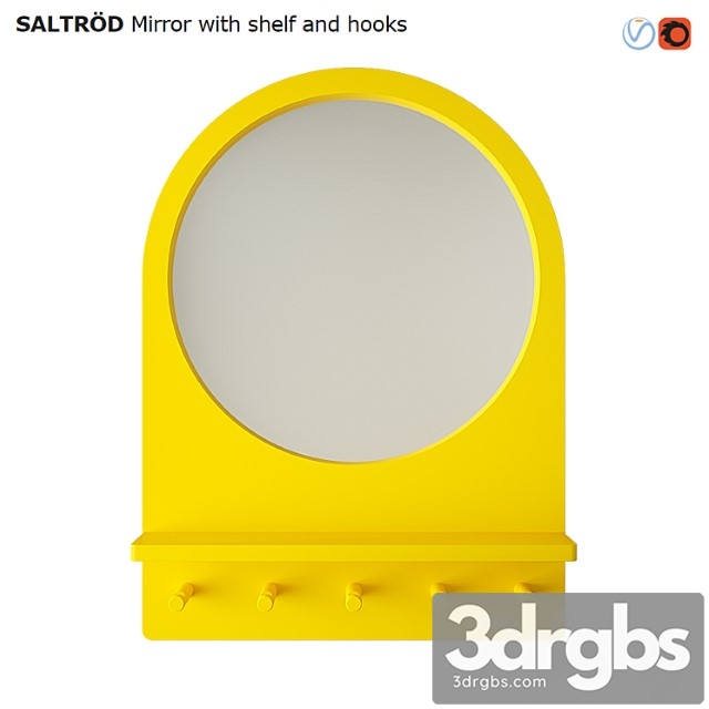 Ikea saltrod mirror with shelf and hooks 3dsmax Download - thumbnail 1