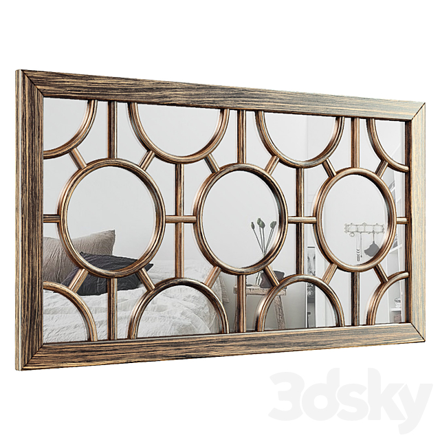 Kimberlee Geometrical Circles Decorative Rectangular Wall Mirror MTNA4435 3DSMax File - thumbnail 1