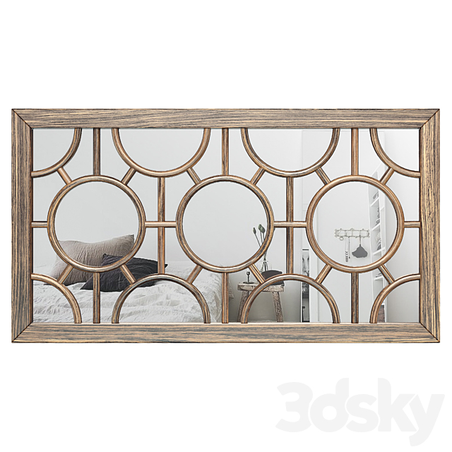 Kimberlee Geometrical Circles Decorative Rectangular Wall Mirror MTNA4435 3DSMax File - thumbnail 2