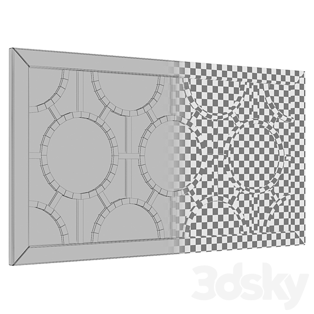 Kimberlee Geometrical Circles Decorative Rectangular Wall Mirror MTNA4435 3DSMax File - thumbnail 3