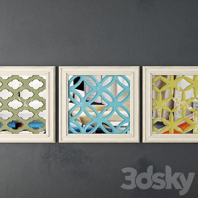 Lattice Square Wood Panel Wall Art 3DSMax File - thumbnail 1