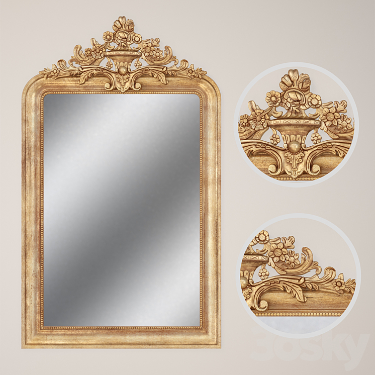 Louis Philippe Gilt Mirror Restoration Hardware 3DS Max - thumbnail 1