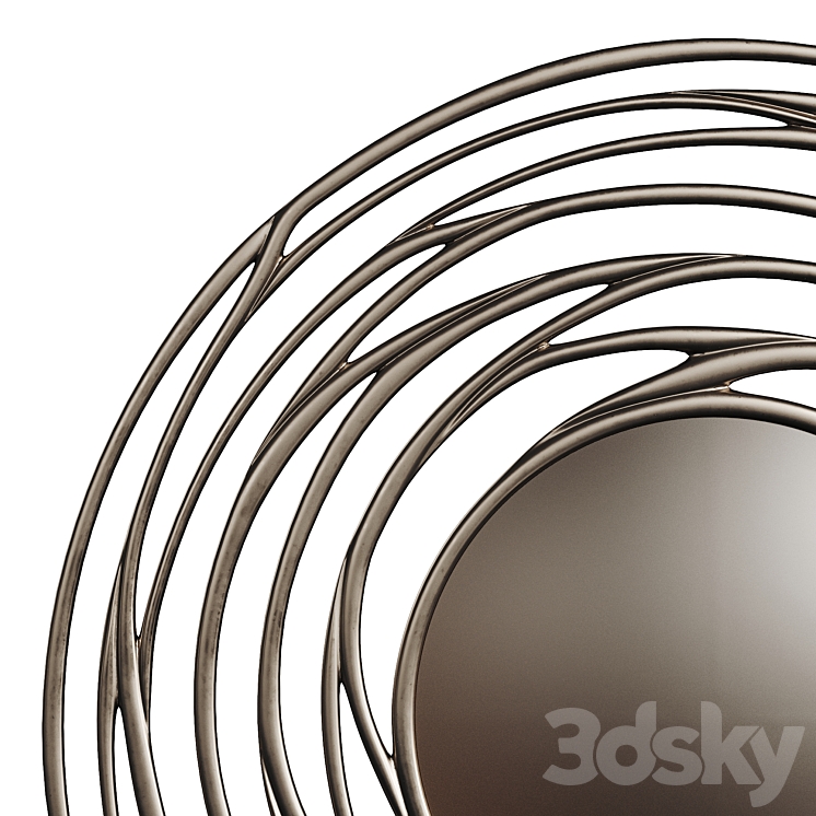 Luxury Mirror Round Metal 0056 GOLD 3DS Max - thumbnail 2