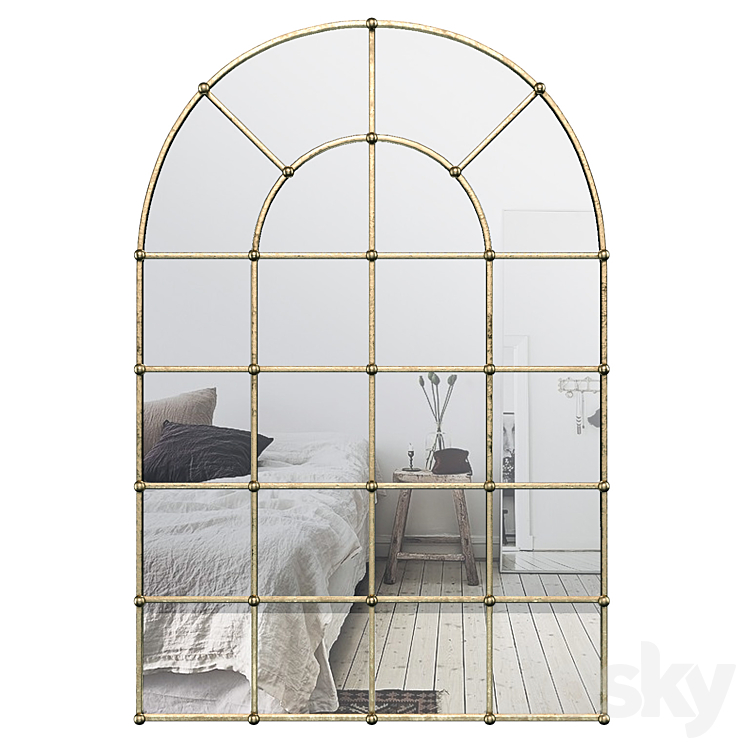 Metal Arch Window Wall Mirror OAWY8570 3DS Max - thumbnail 1