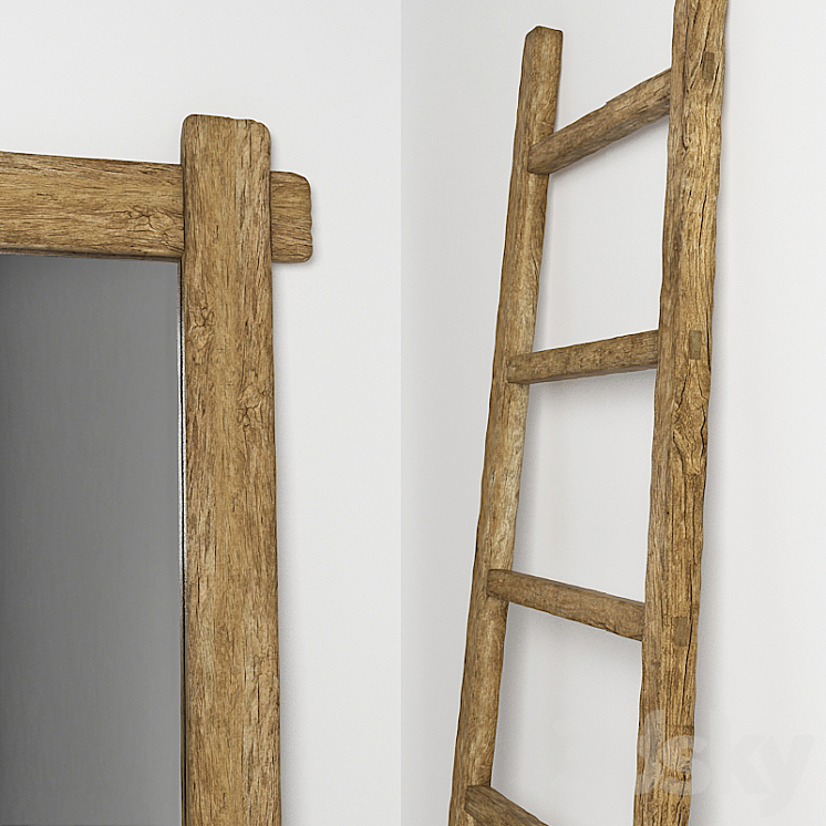 Mirror and stepladder in the style of country. Mirror and ladder in rustic style 3DS Max - thumbnail 2