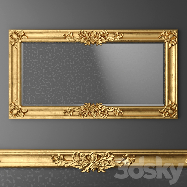 Mirror. baroque. gold. frame. wall decor. luxury. carving. frame 3DSMax File - thumbnail 1