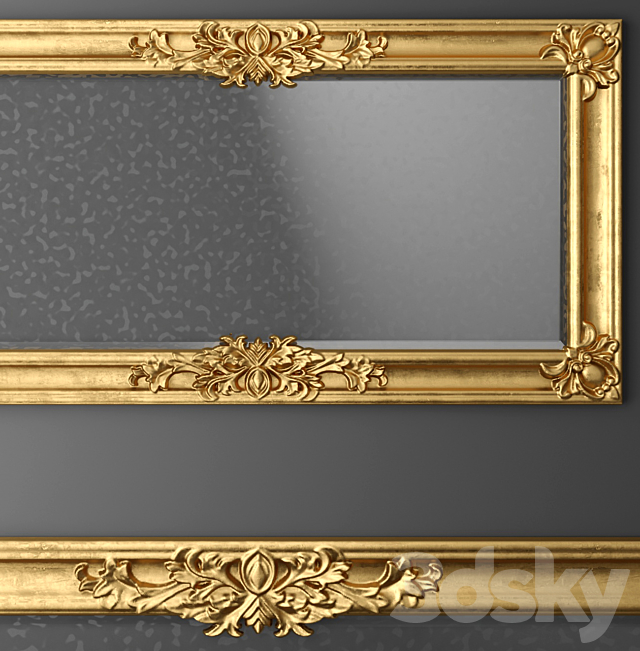 Mirror. baroque. gold. frame. wall decor. luxury. carving. frame 3DSMax File - thumbnail 2