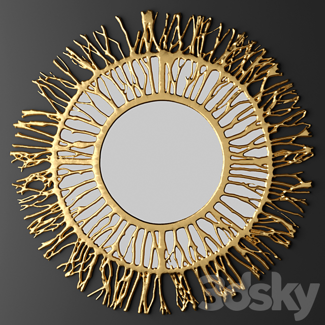 Mirror. luxury. mirror. gold. sun. branches. wall decor. luxury 3DSMax File - thumbnail 1