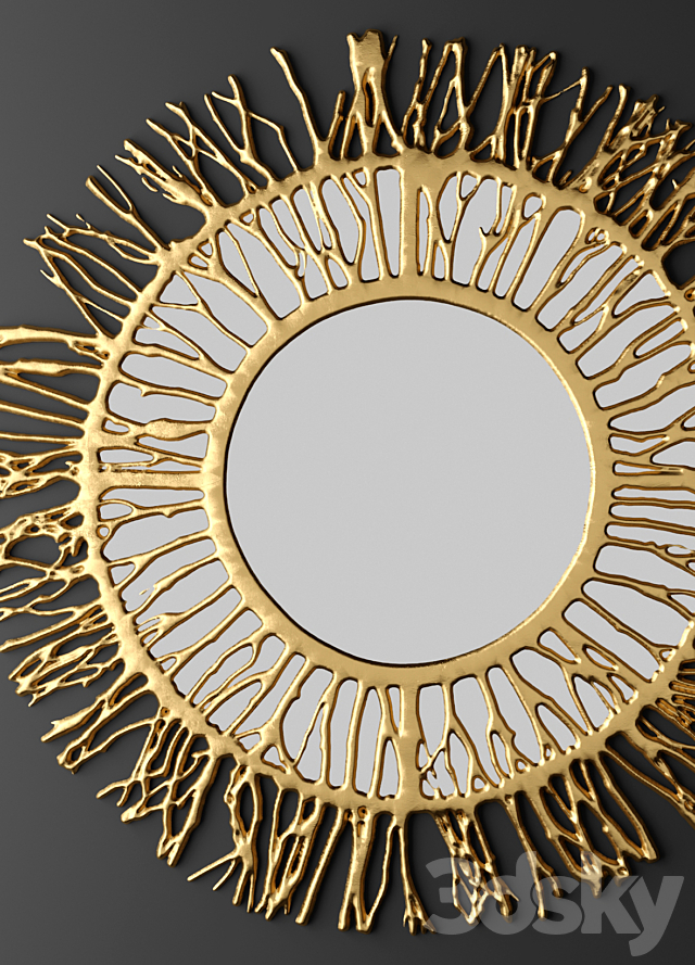 Mirror. luxury. mirror. gold. sun. branches. wall decor. luxury 3DSMax File - thumbnail 2