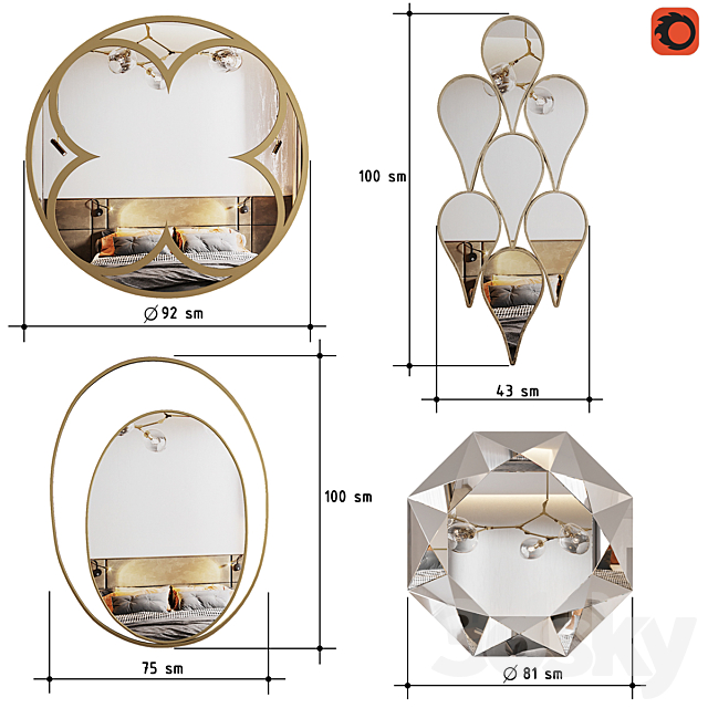 Mirrors Garda Decor 3DS Max Model - thumbnail 2