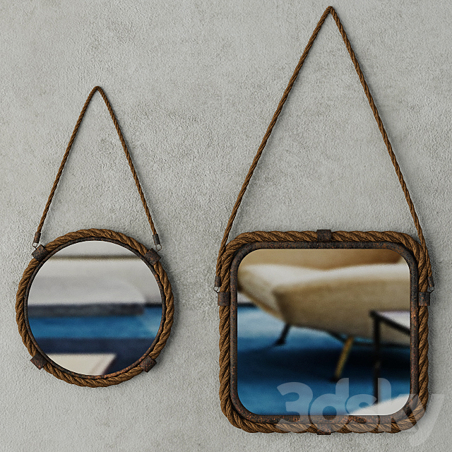 Molyneux Jute & Metal Mirror Set 3DS Max Model - thumbnail 1