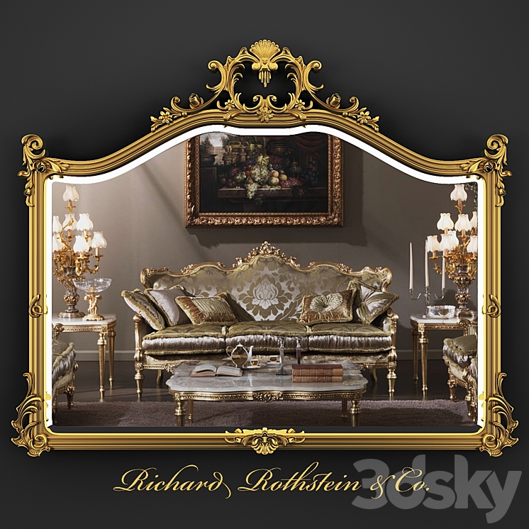 Ornate Giltwood Frame Formal Mirror 3DS Max - thumbnail 1