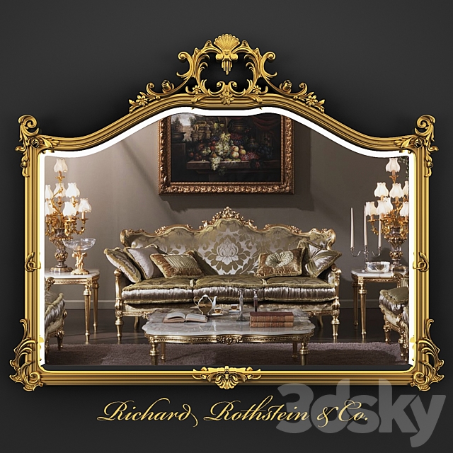 Ornate Giltwood Frame Formal Mirror 3DSMax File - thumbnail 1