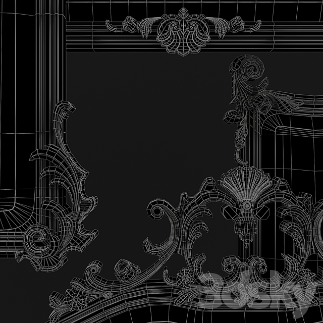 Ornate Giltwood Frame Formal Mirror 3DSMax File - thumbnail 3