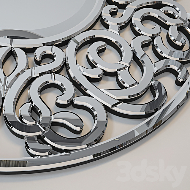 Ornate Round Mirror 3DS Max Model - thumbnail 2