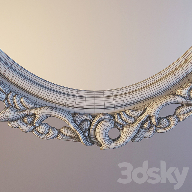 oval mirror in a carved frame 3DS Max Model - thumbnail 2