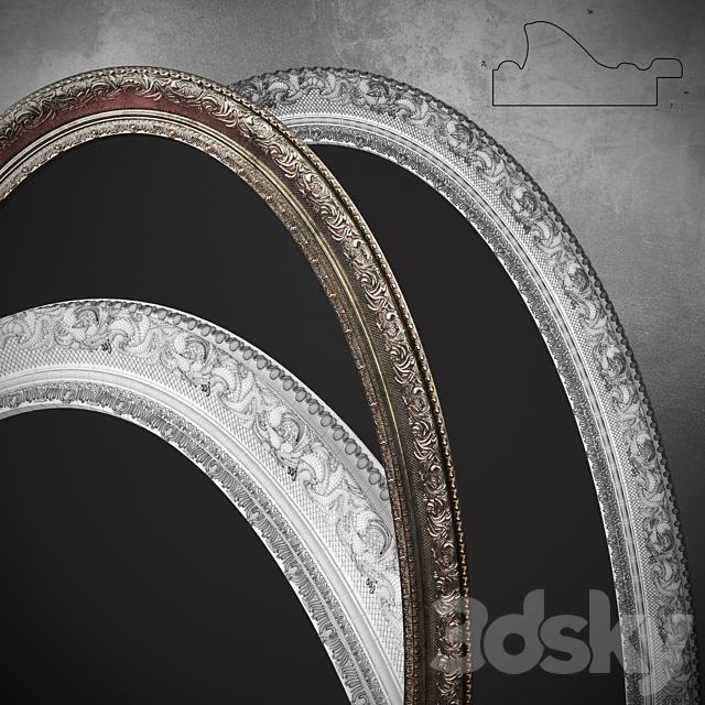 Oval mirrors (baguette art.BR 1034-GLDR1) 3DS Max Model - thumbnail 3