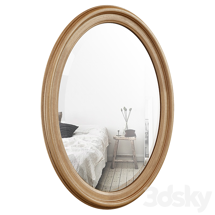 Oval Wood Wall Mirror DBHC4231 3DS Max - thumbnail 1