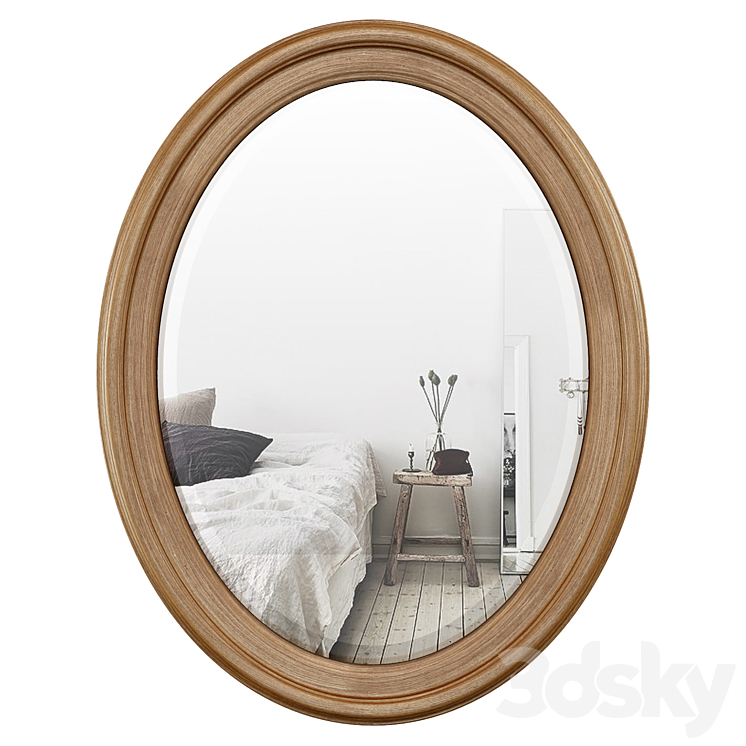 Oval Wood Wall Mirror DBHC4231 3DS Max - thumbnail 2