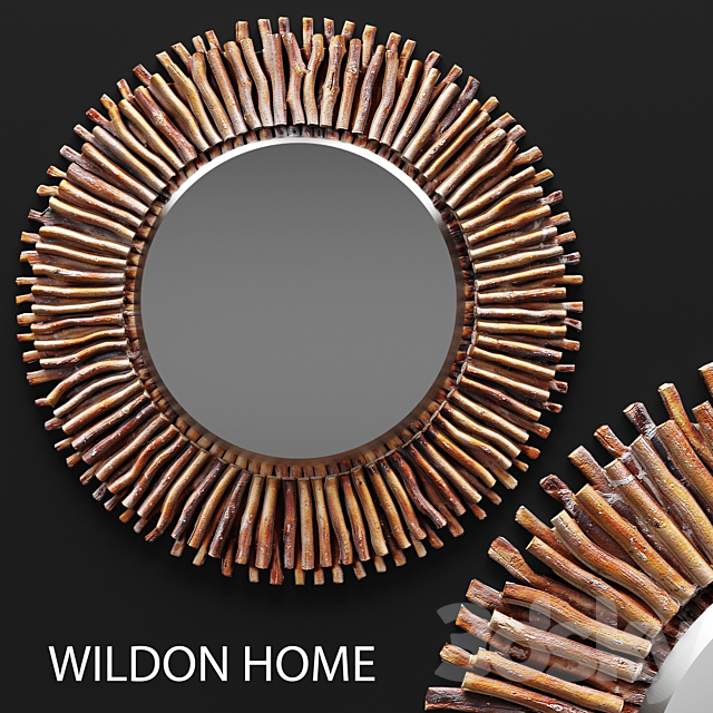 Piper Wall Mirror by Wildon Home ®. mirror. round. branches. dried flowers. decor. sun. eco. eco-design 3DSMax File - thumbnail 1