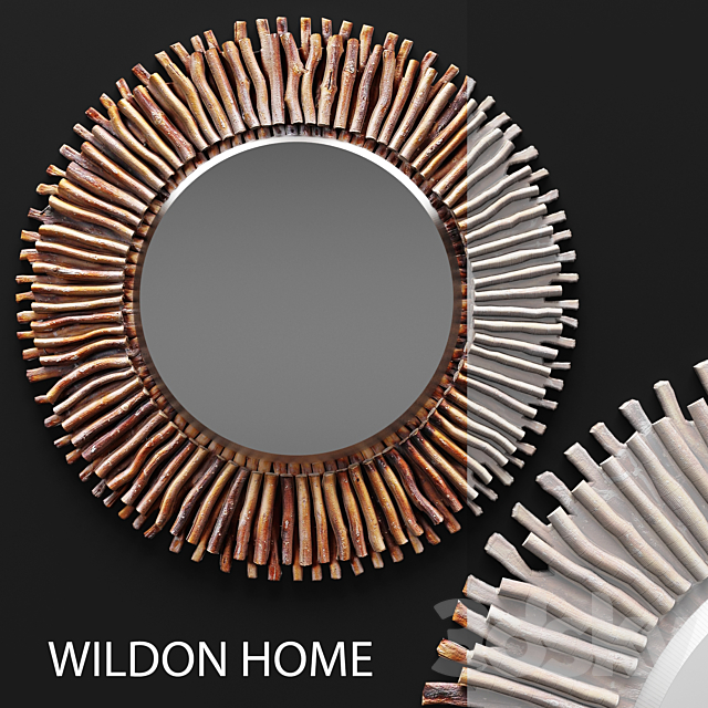 Piper Wall Mirror by Wildon Home ®. mirror. round. branches. dried flowers. decor. sun. eco. eco-design 3DSMax File - thumbnail 2