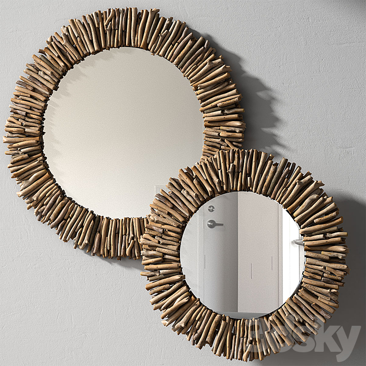 Pottery barn NATURAL DRIFTWOOD MIRROR – ROUND 3DS Max - thumbnail 1