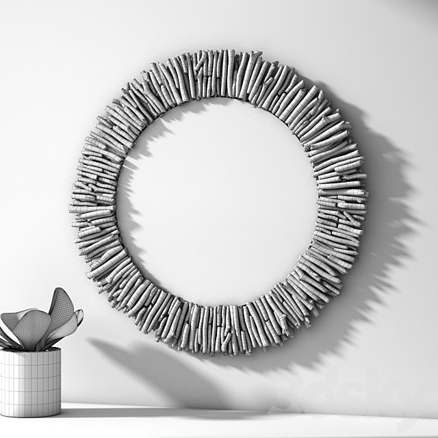 Pottery barn NATURAL DRIFTWOOD MIRROR – ROUND 3DSMax File - thumbnail 3