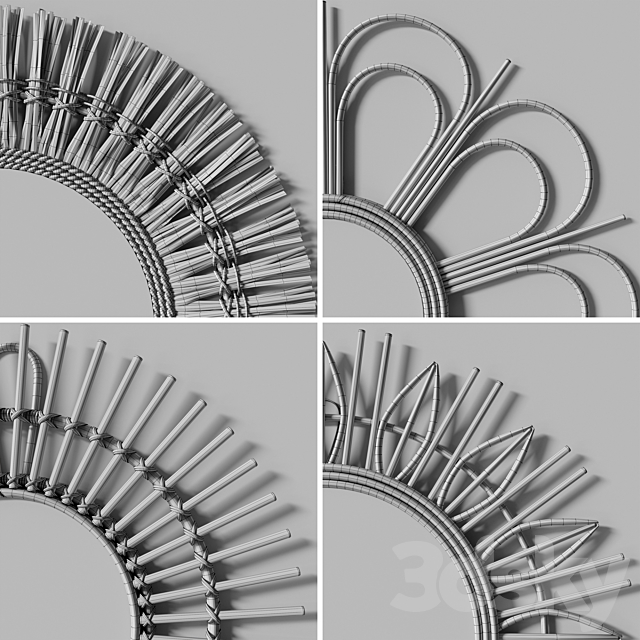 Rattan mirrors 3DSMax File - thumbnail 3